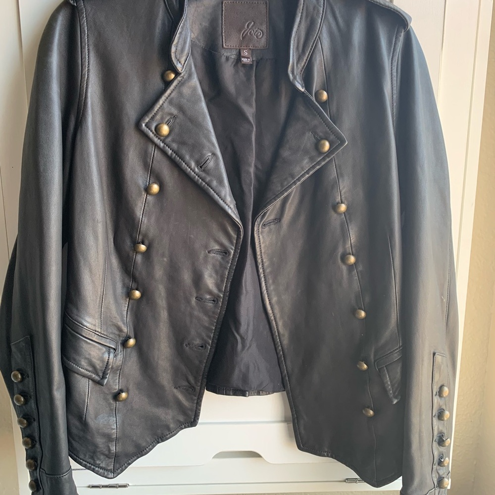 Joie Black Leather and Silk Jacket - Picture 5 of 13